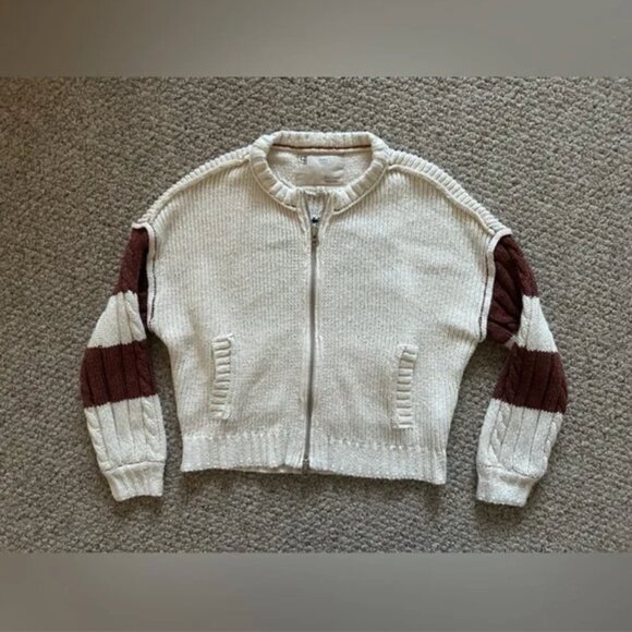 Anthropologie pilcro Tiger cable knit icon zip up sweater size XS - Picture 7 of 11